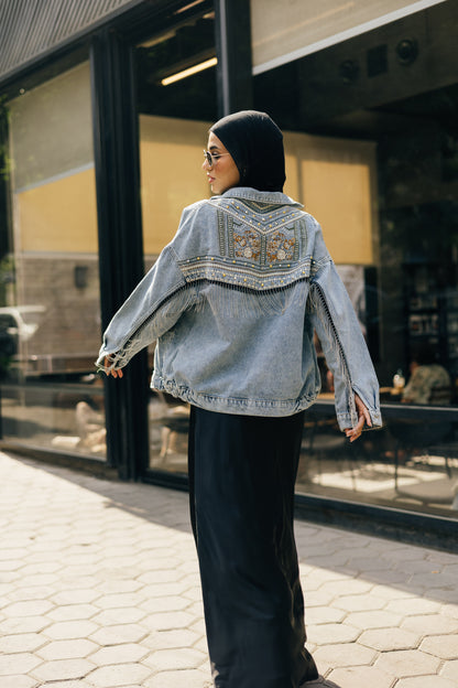 Boho Embroidered Denim Jacket