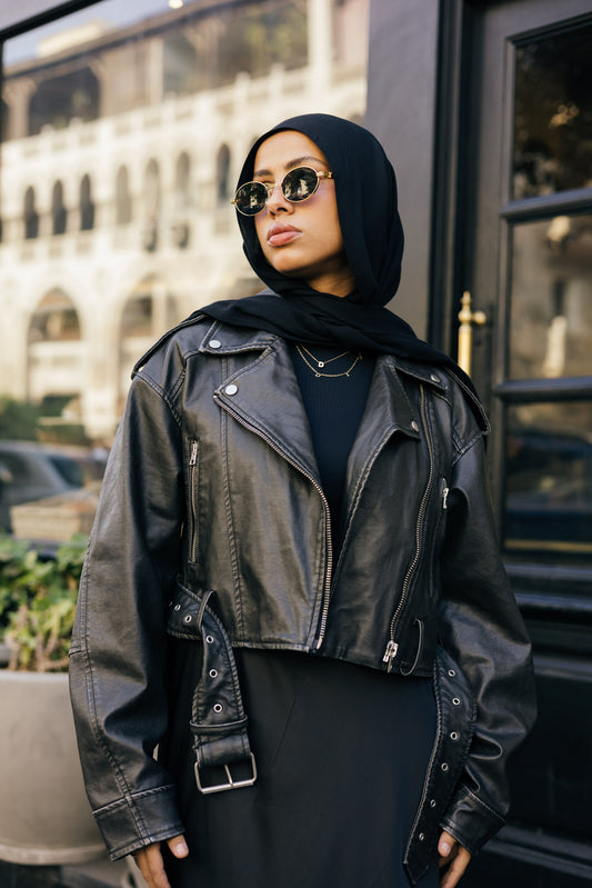 Short Black Leather Jacket