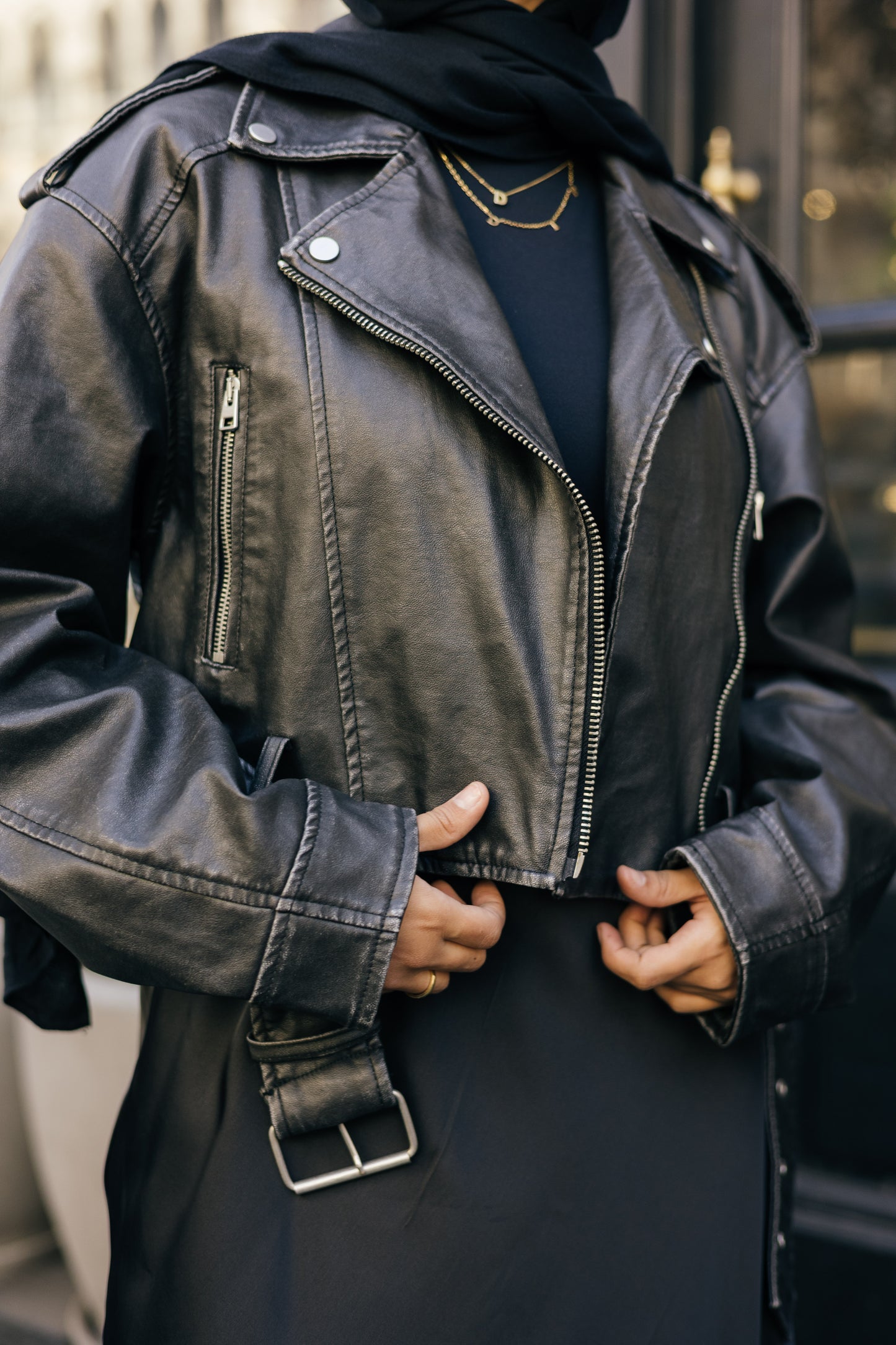 Short Black Leather Jacket