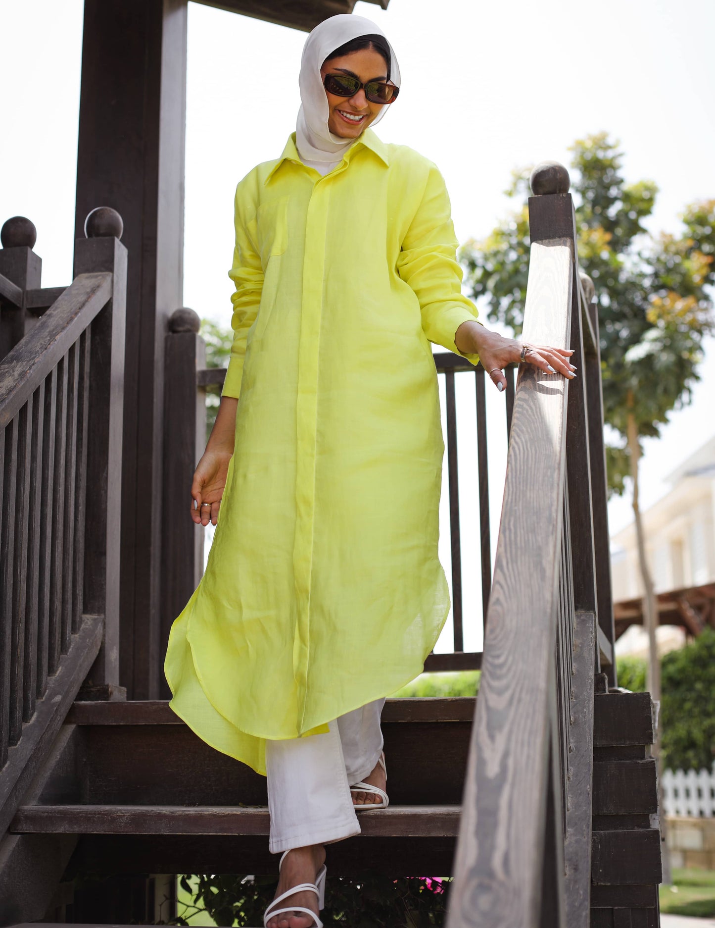 Yellow lemon linen shirt