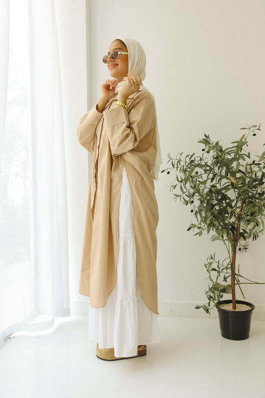 Wrapped oversized shirt ( beige )