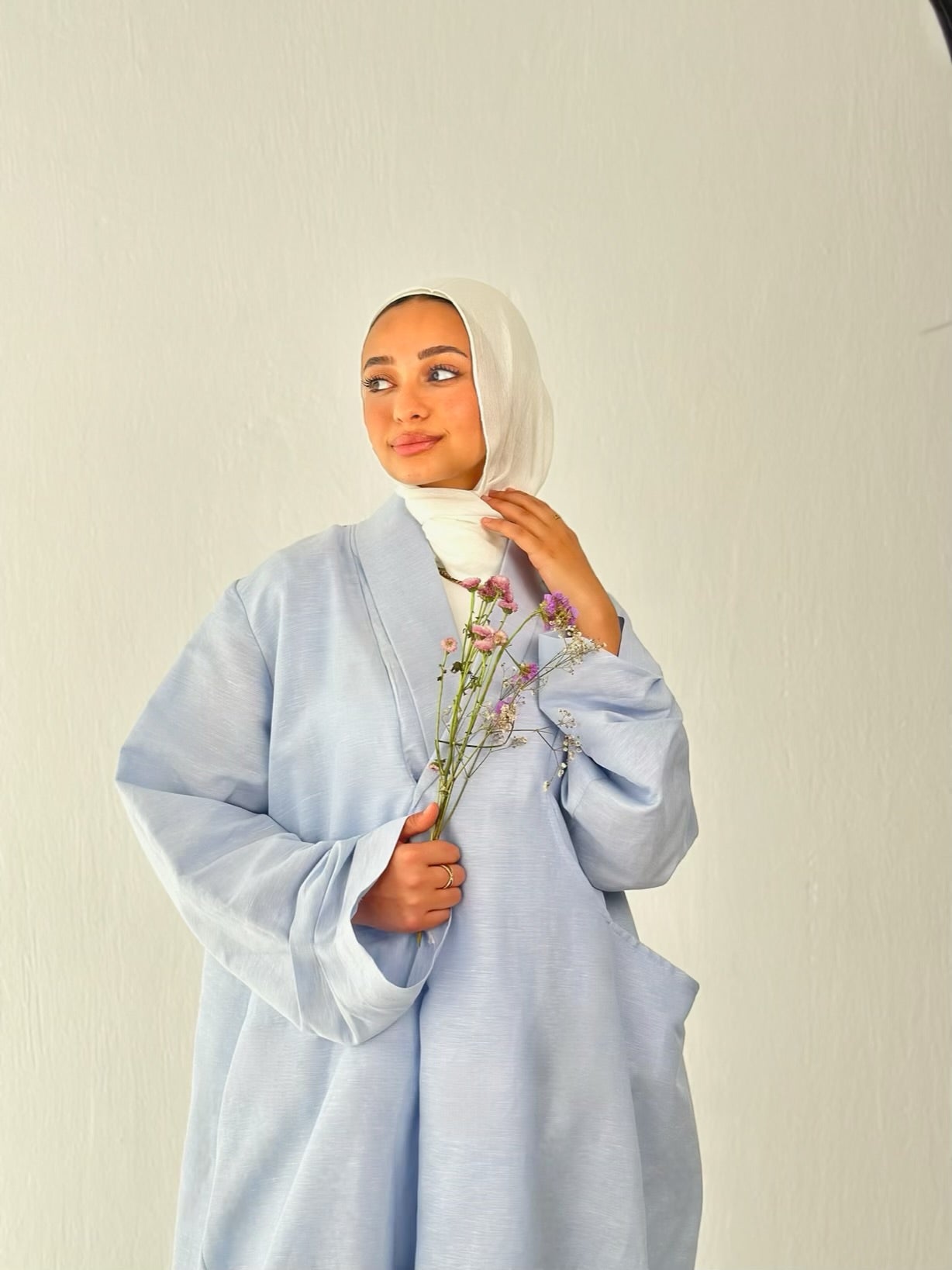 Luna Linen dress ( in baby blue )
