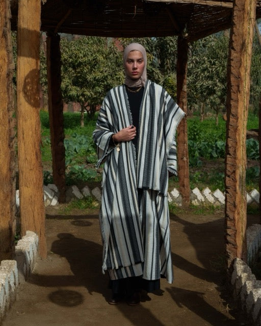 Fringe kaftan in Black