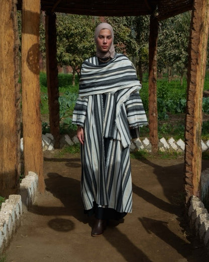 Fringe kaftan in Black