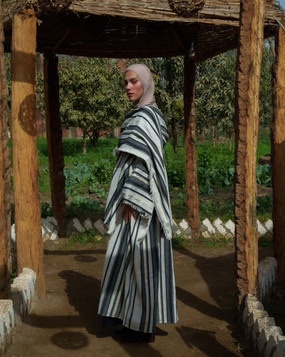 Fringe kaftan in Black