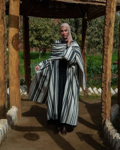 Fringe kaftan in Black