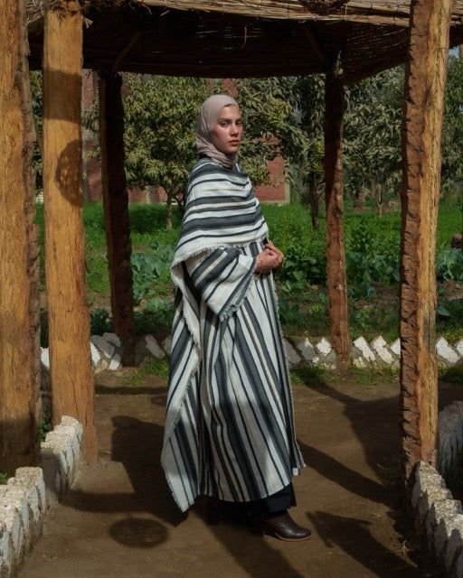 Fringe kaftan in Black