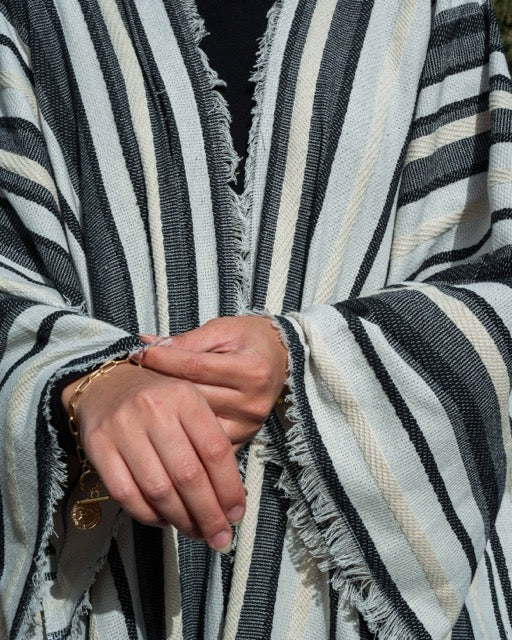 Fringe kaftan in Black