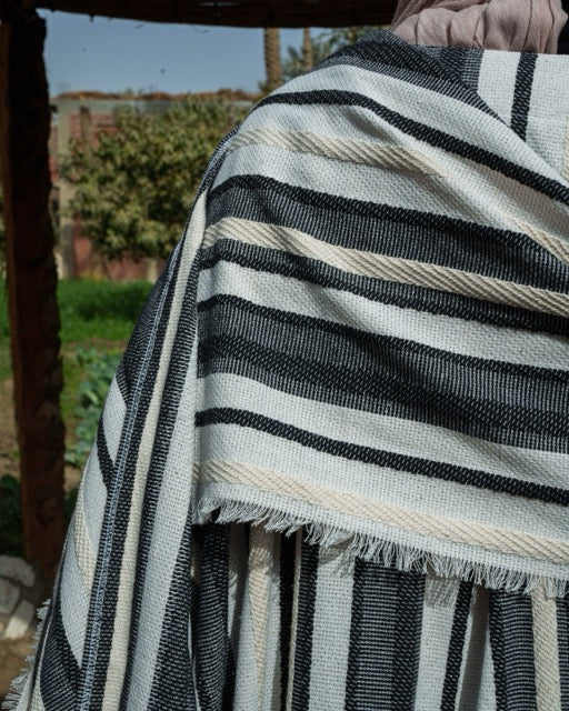 Fringe kaftan in Black