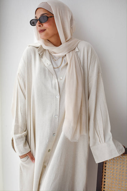 The linen Shirt dress (in beige)