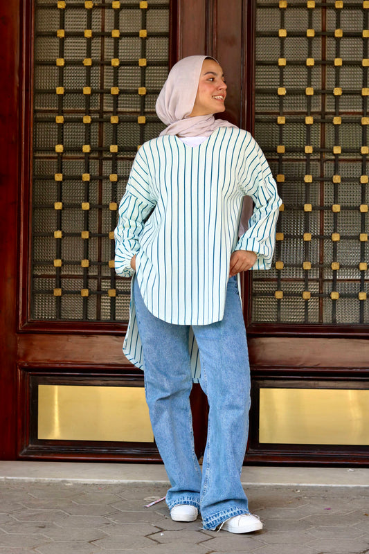 Ava Cotton Shirt ( Striped )
