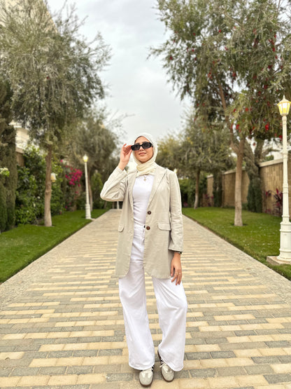 The linen blazer in ( beige )