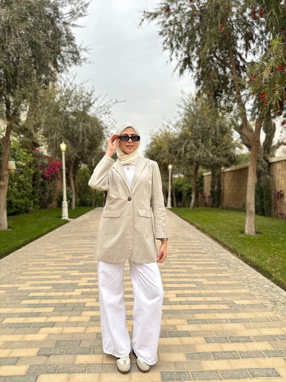 The linen blazer in ( beige )