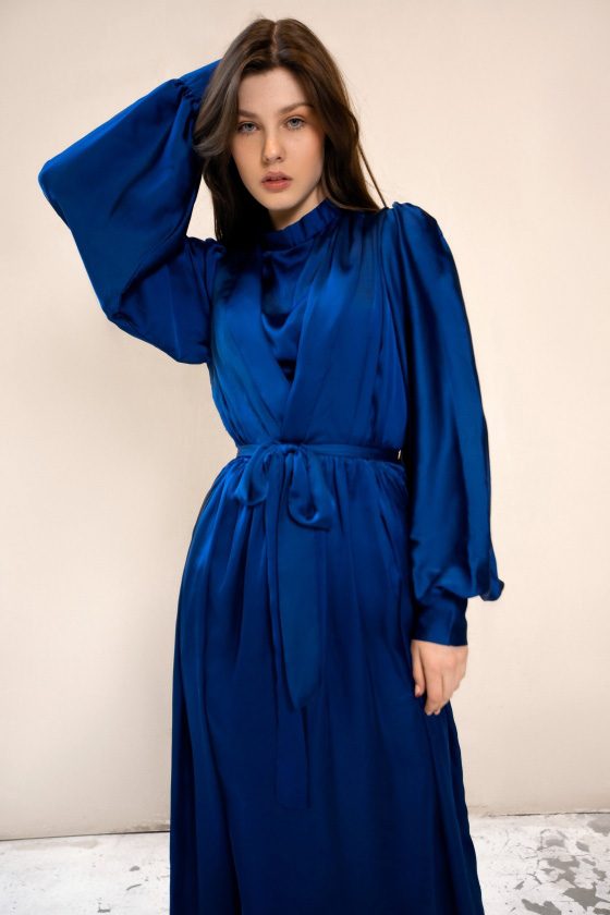 Blue-navy-silk-dress