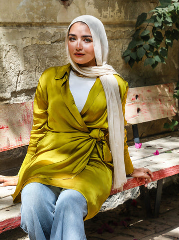 Mustard silk blouse